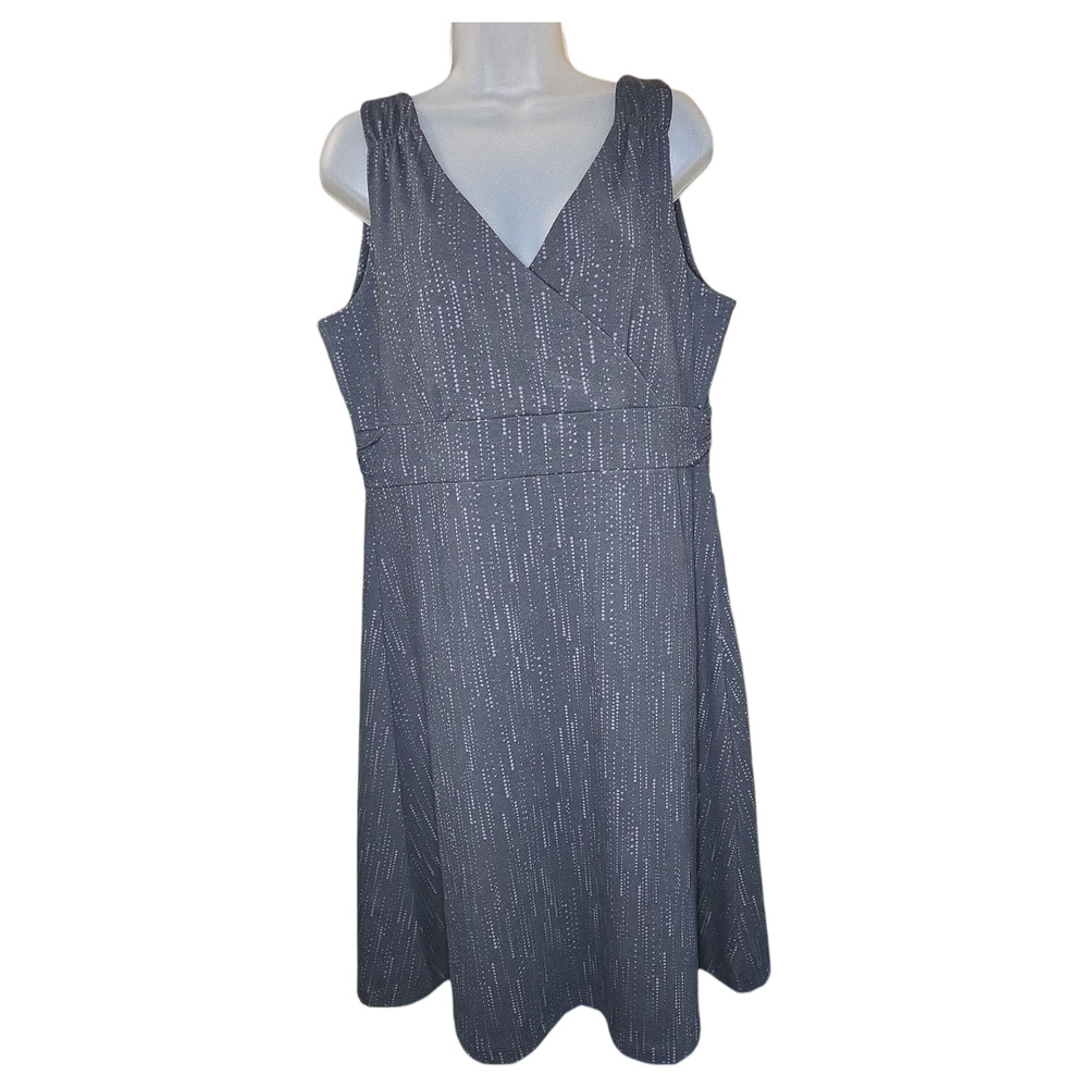 Eddie Bauer Wom XL Sleeveless Dress Gray Polka Dots Walking Outdoor Athleisure